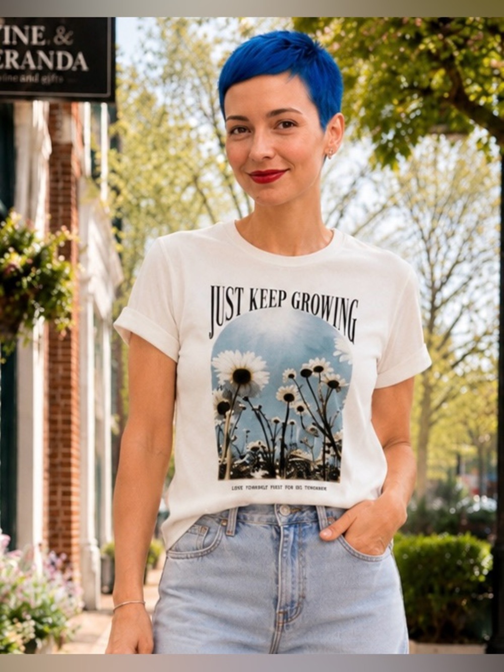 Rebellious One Just Keep Growing Daisy Graphic Tee XS